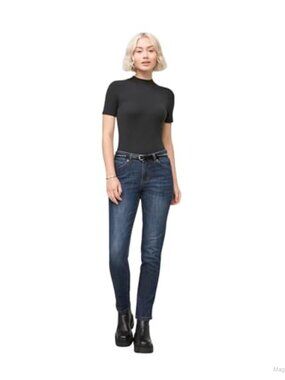 Women's Performance Denim Mid Rise Slim Taper Jeans Stretch